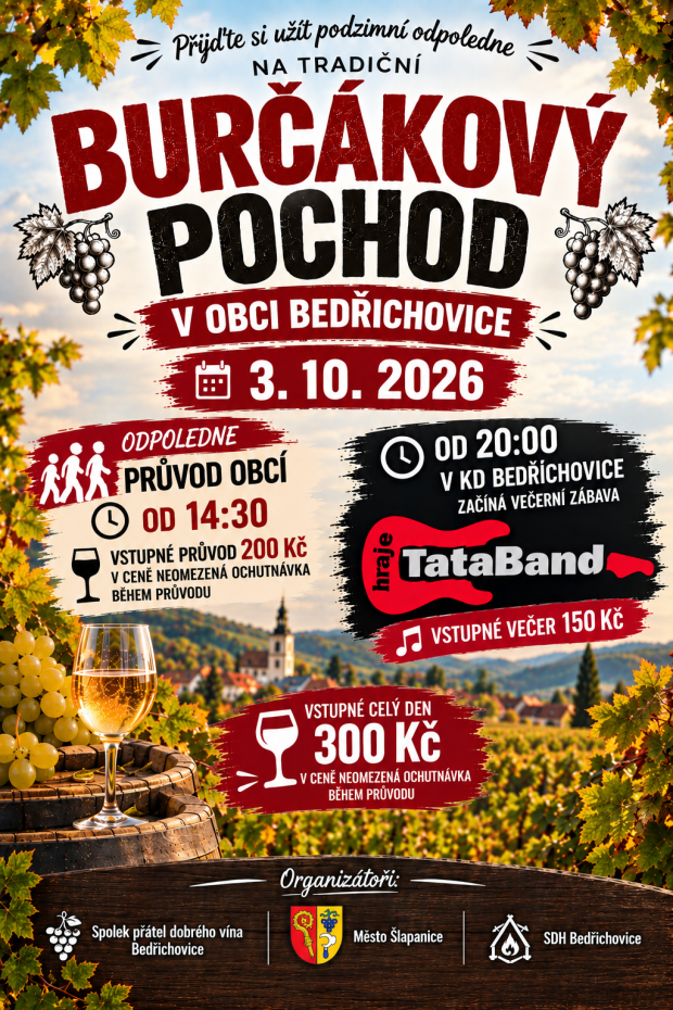 Burčákový pochod v obci Bedřichovice