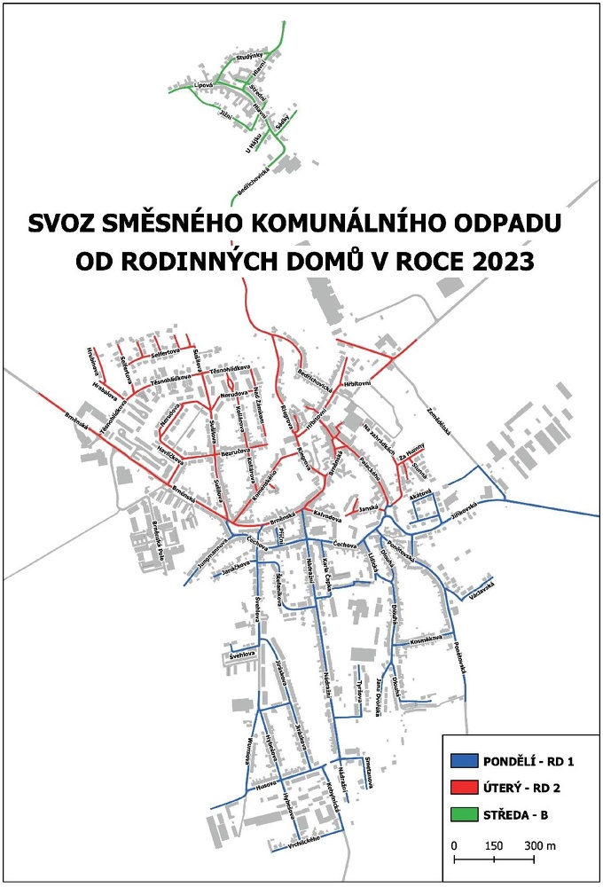 Mapka svozu komunálního odpadu pro rok 2023